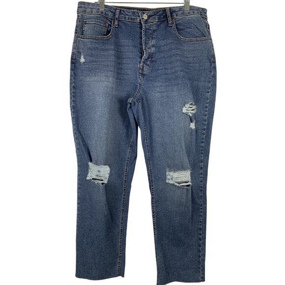No Boundaries Womens Mid-Rise Distressed Denim Jeans Size 17 - Picture 1 of 11